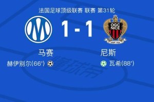 华体会-马赛1-1尼斯，赫伊别尔首开记录，瓦希扳平比分
